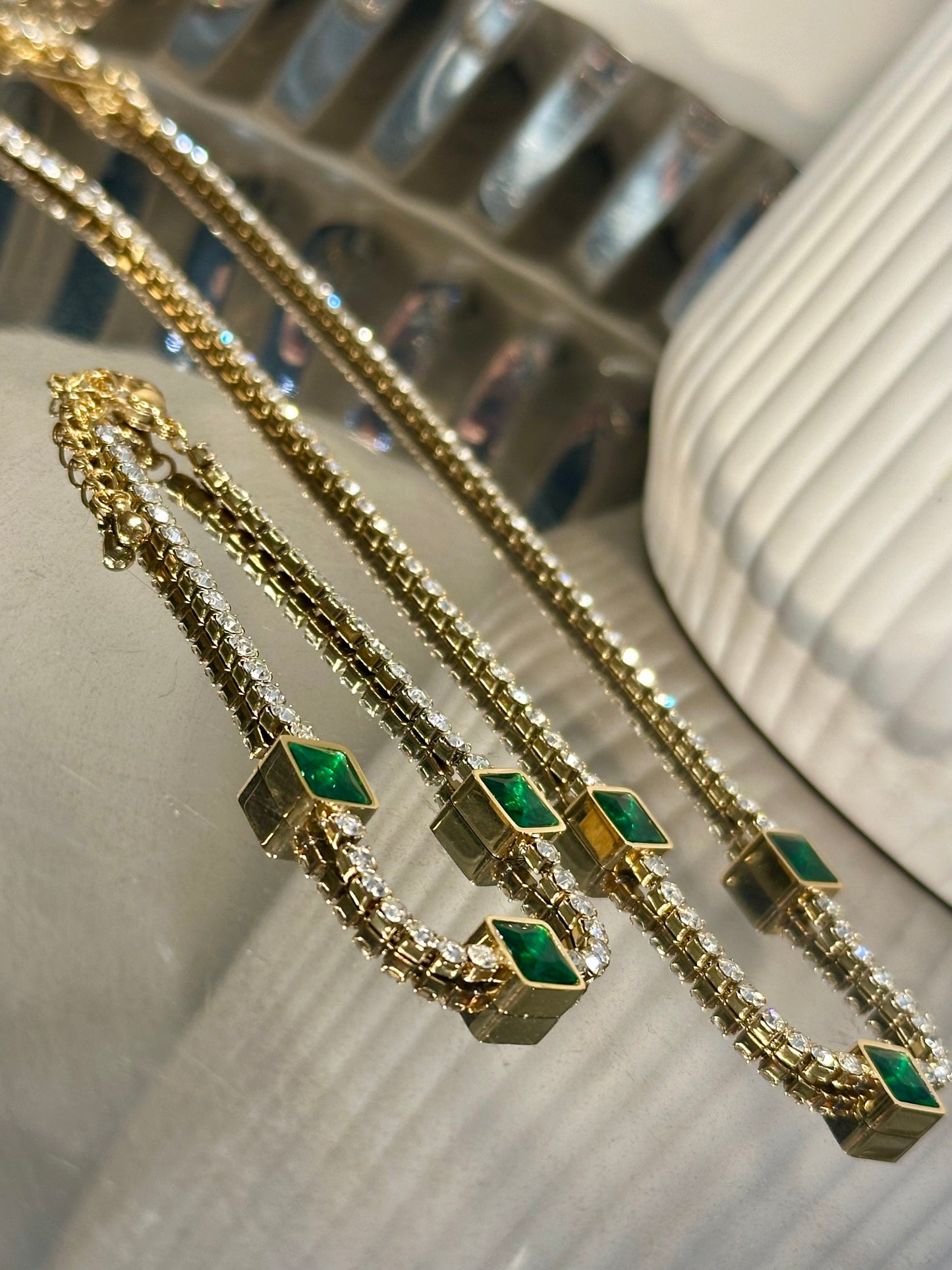Tennis necklace and bracelet set
