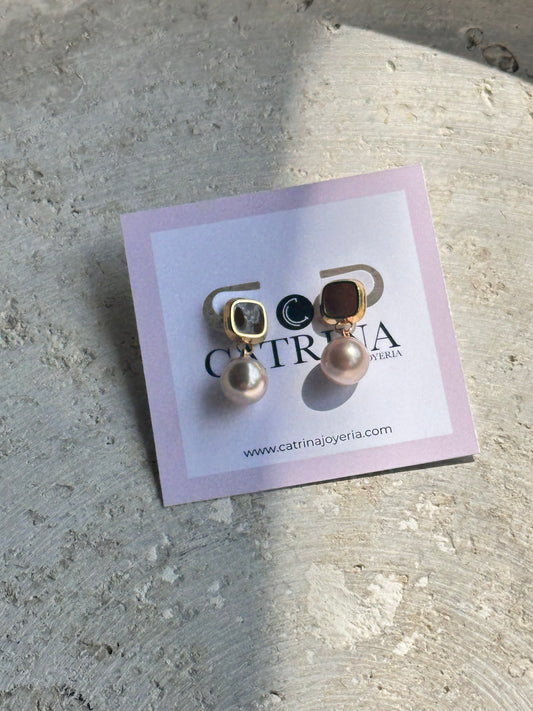 Long Brown Pearl Earrings